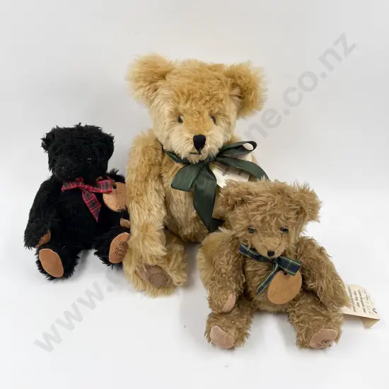 Three Country Life Teddy Bears - Benson Robert Vine Winifred & Almond - 34cm 22cm & 22cm