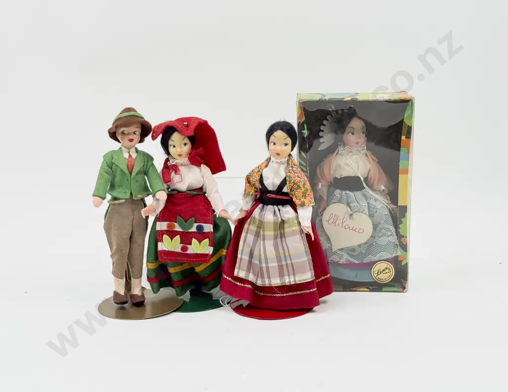 Six C1960's Lenci Hard Plastic All Original National Costume Dolls still with paper tags 23cm/16cm Image 1++