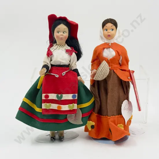 Six C1960's Lenci Hard Plastic All Original National Costume Dolls still with paper tags 23cm/16cm