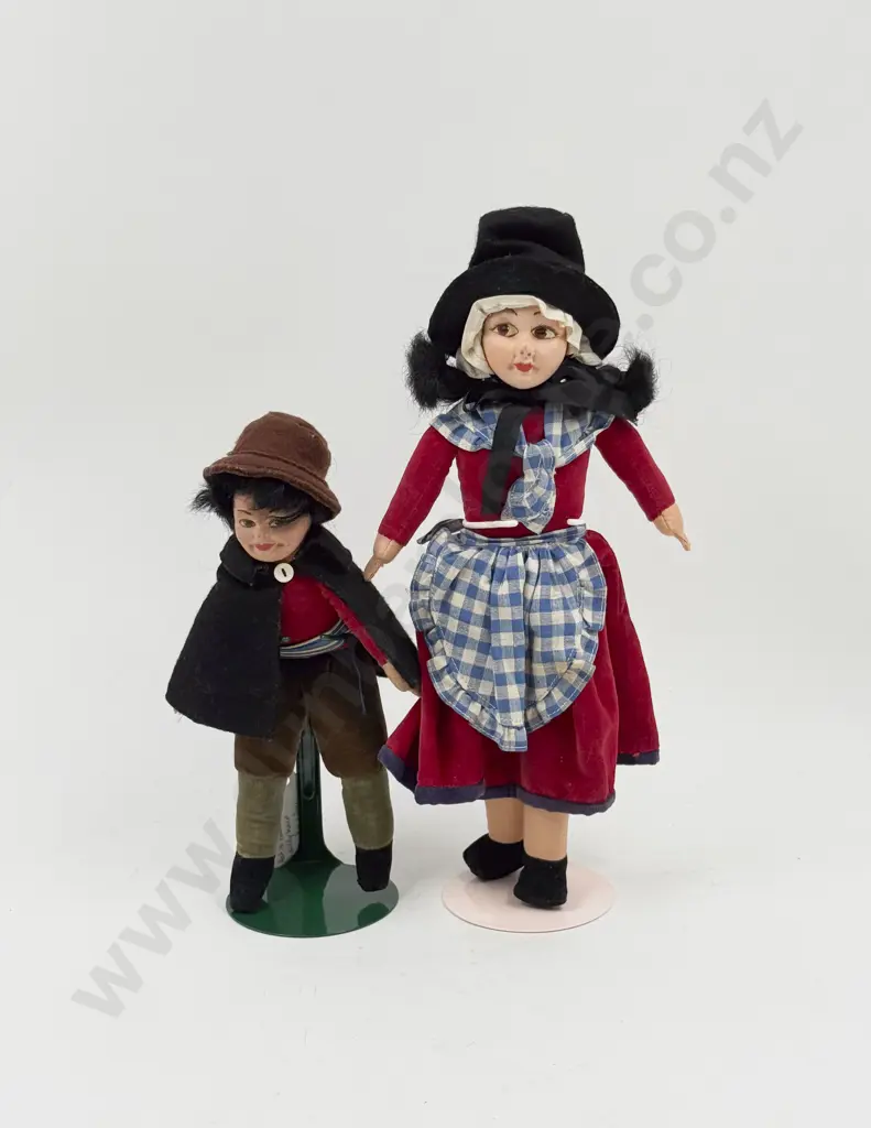 Four Labeled Norah Wellings All Cloth Dolls Turkish & Dutch Boys - Welsh Girl and Gypsy Boy Image 1++