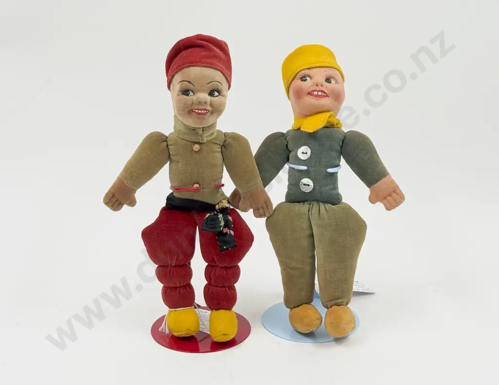 Four Labeled Norah Wellings All Cloth Dolls Turkish & Dutch Boys - Welsh Girl and Gypsy Boy Image 1++