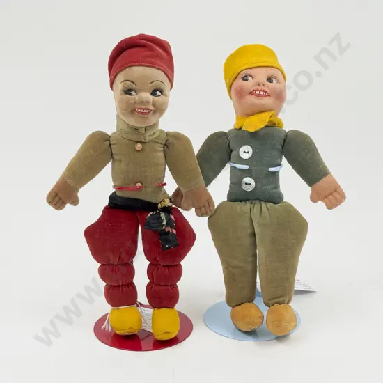 Four Labeled Norah Wellings All Cloth Dolls Turkish & Dutch Boys - Welsh Girl and Gypsy Boy