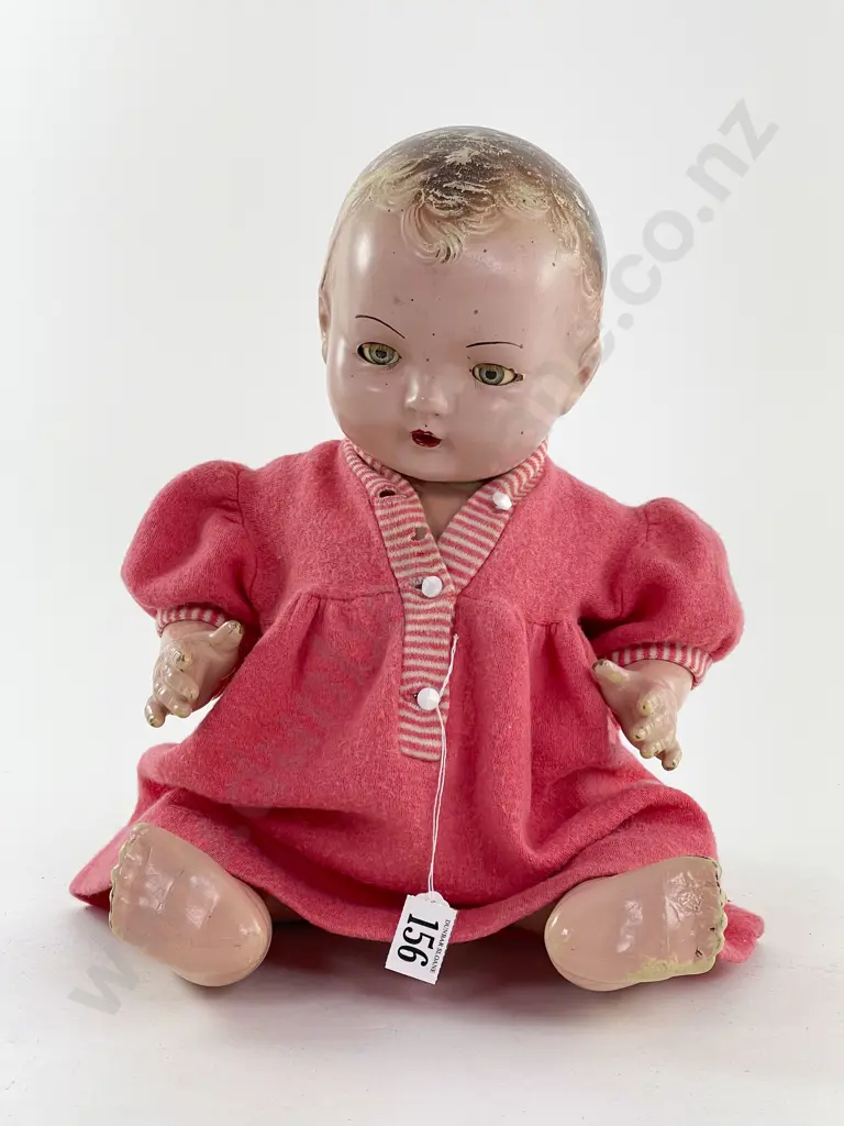 Unmarked Reliable All Composition Character Baby Doll on 5pce bent limb body 46cm Image 1++