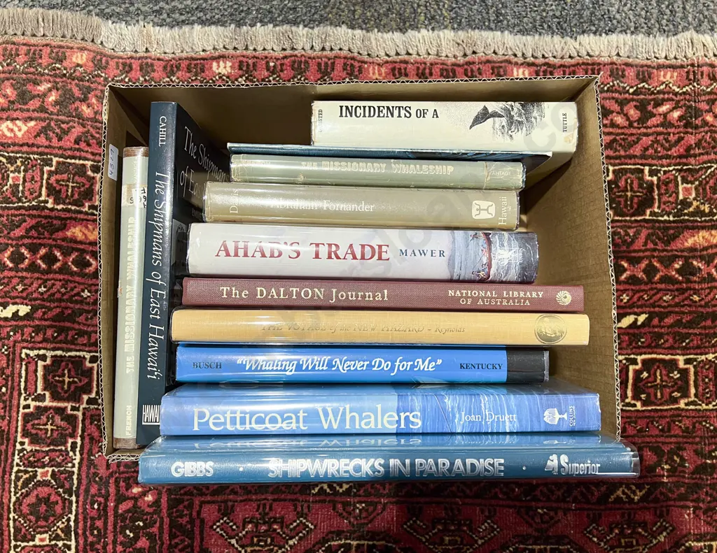 Box Assorted Books - Hawaiian Seafaring & Whaling Image 1++
