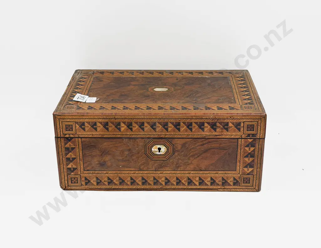 Victorian Burr Walnut and Inlaid Writing Slope Box (A/F) Image 1++