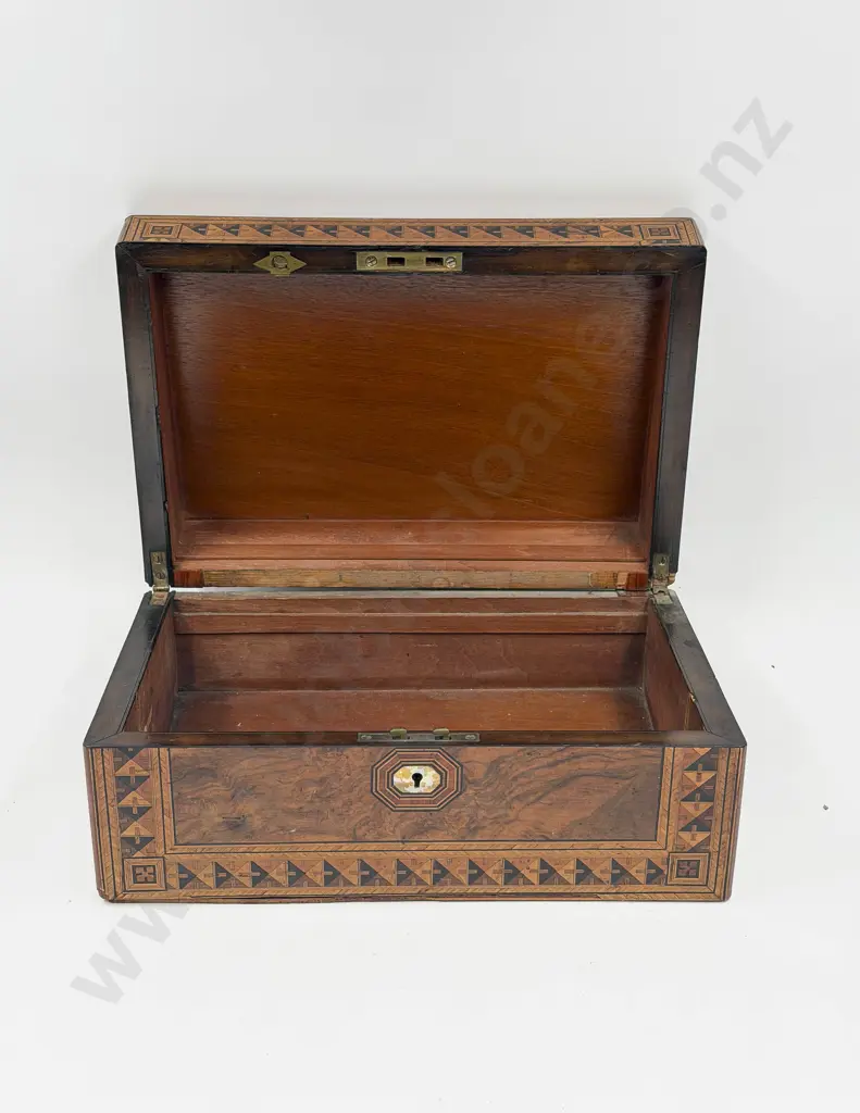 Victorian Burr Walnut and Inlaid Writing Slope Box (A/F) Image 1++