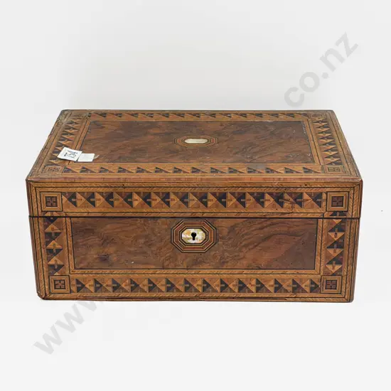 Victorian Burr Walnut and Inlaid Writing Slope Box (A/F)