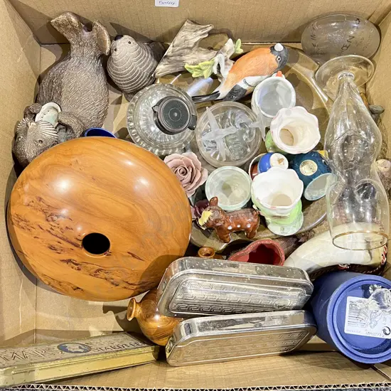 Box of Assorted Animal Ornaments etc