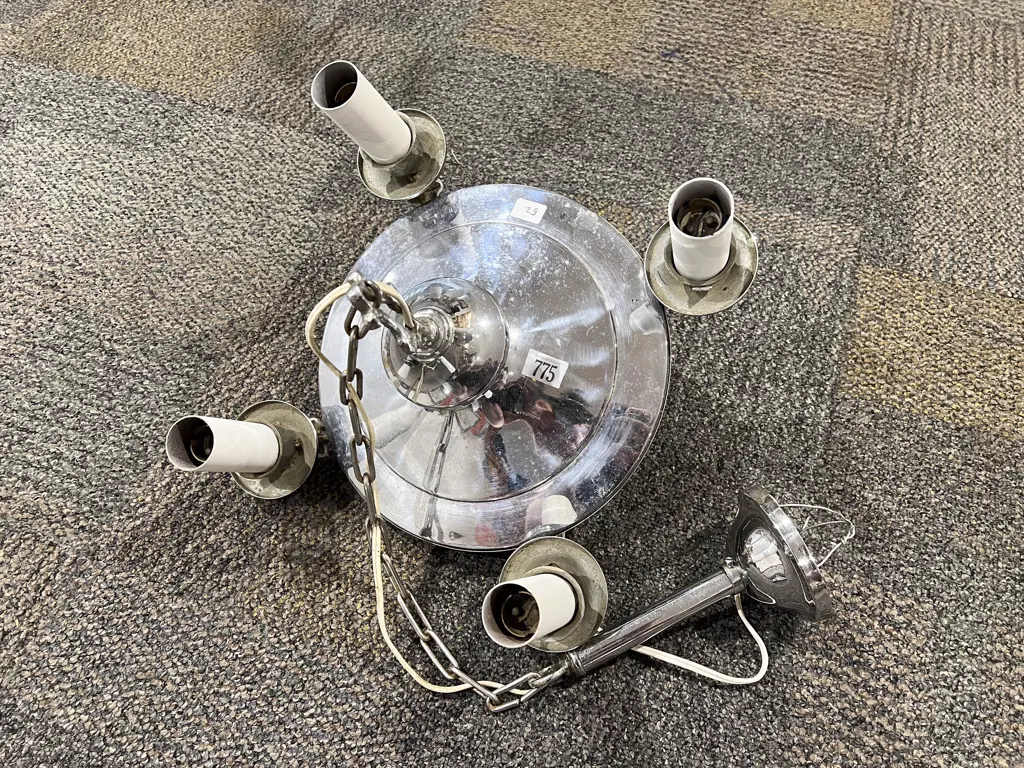 Chrome Four Light Chandelier Image 1++