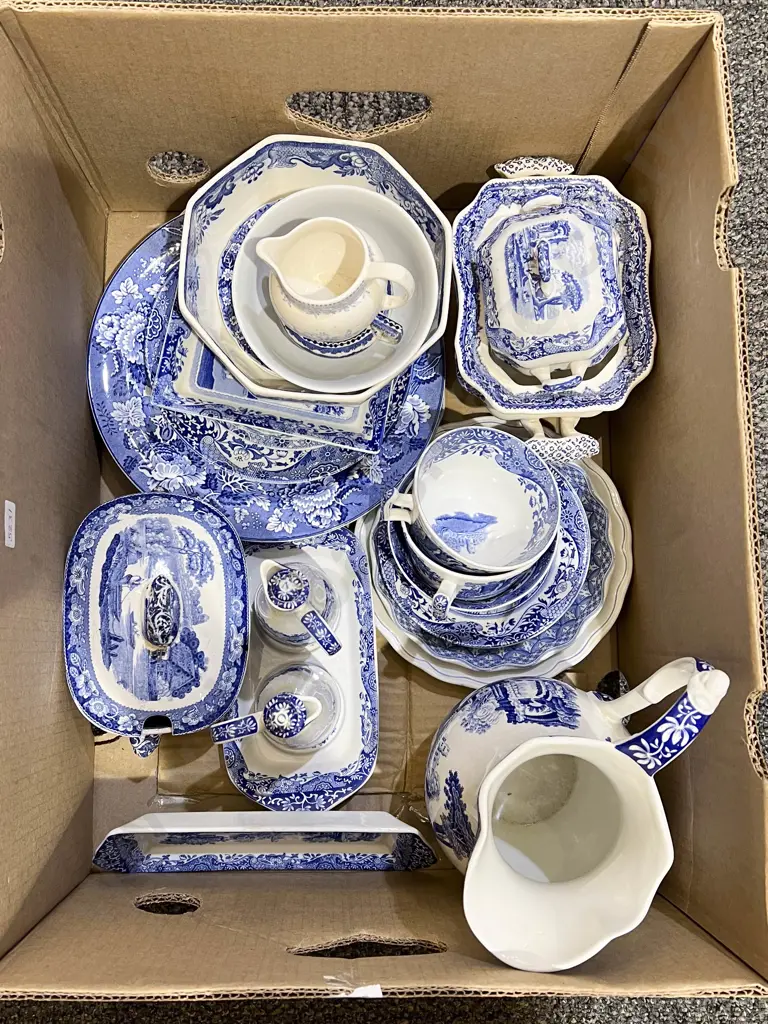 Box Qty of Assorted Spode Blue and White Chine Image 1++