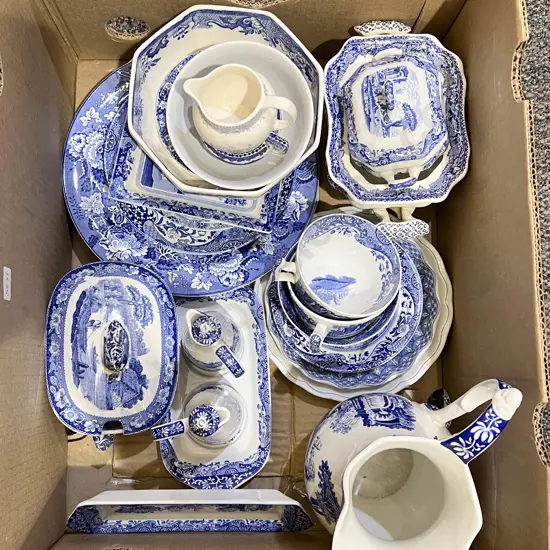 Box Qty of Assorted Spode Blue and White Chine