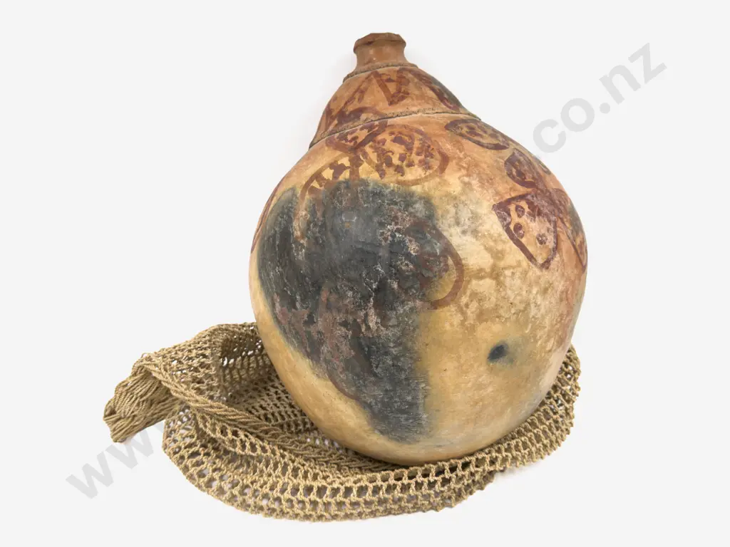 Replica Terracotta Water Vessel In Woven Carrier Image 1++