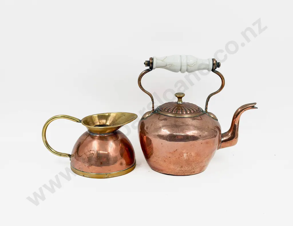 Copper Tea Pot with Copper and Brass Jug Image 1++