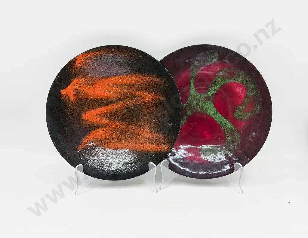 Two Art Enamel Plates Image 1++