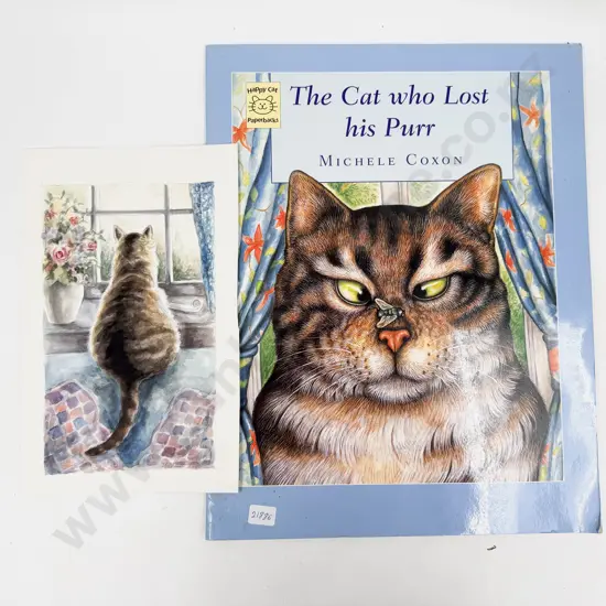 Michele Coxon - Original W/C from "The Cat Who Lost His Purr" with Copy of The Book