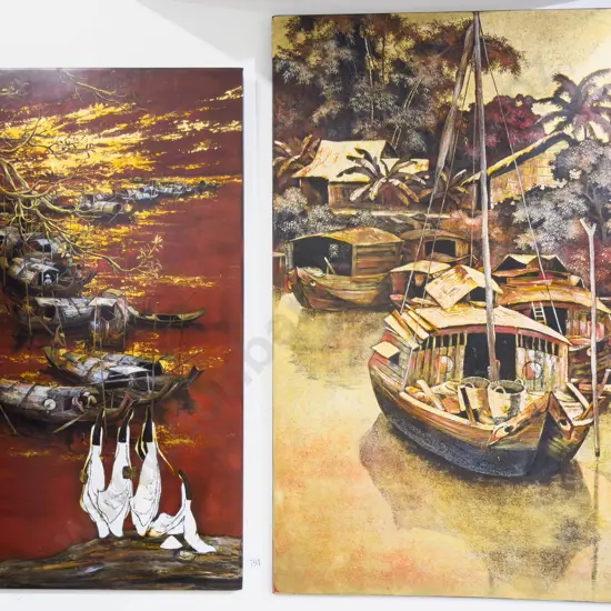 Two Vietnamese Lacquer Art Works