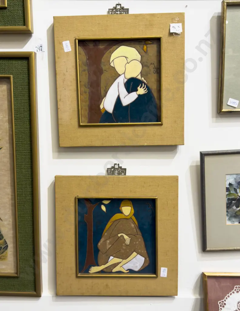 Pair of Framed Ceramic Tile Works Image 1++
