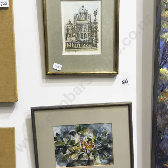 Lawrence Leitch - Architectural Print together with Vivian Manthel W/C