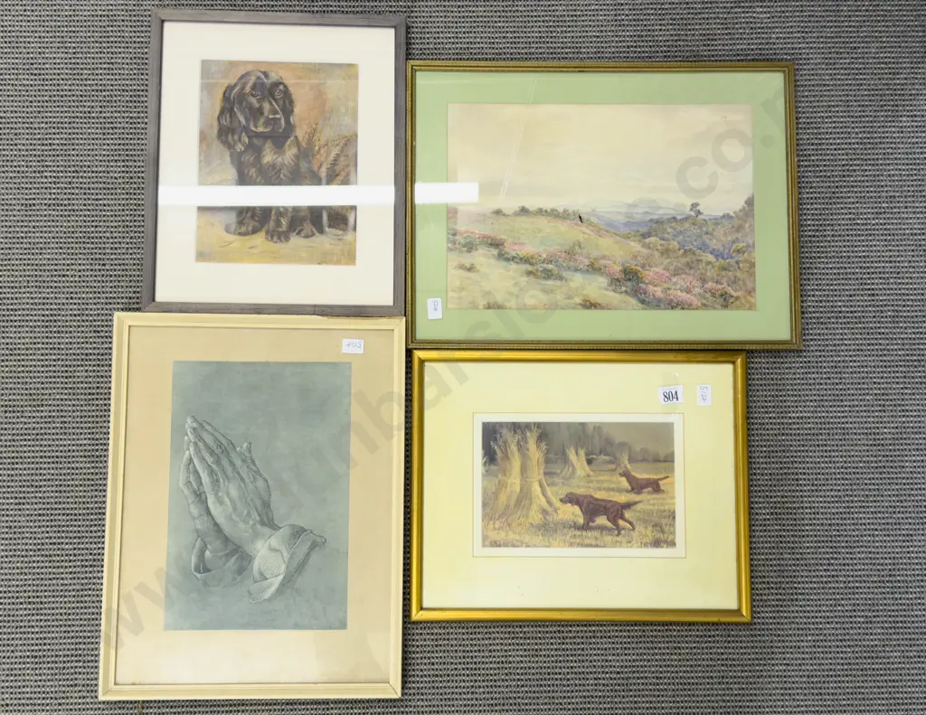 Unknown Artist - Puppy Study - Oil on Hessian together with Three Other Works Image 1++