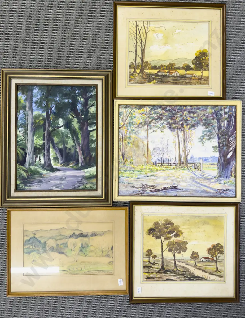 Five Assorted Framed Works including Peter Scaife Tree Study Image 1++