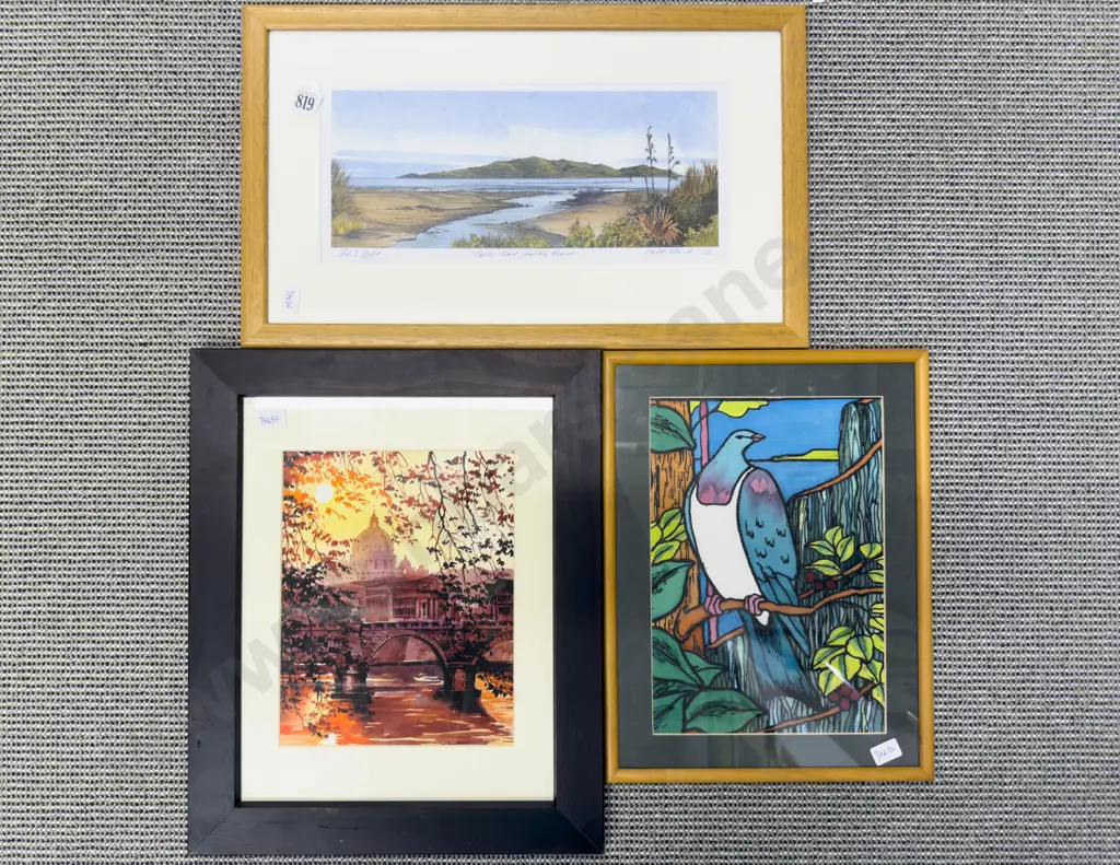 Peter Leitch - Kapiti Island From The Beach- Hand Colored Print and Two Others Image 1++