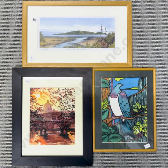 Peter Leitch - Kapiti Island From The Beach- Hand Colored Print and Two Others