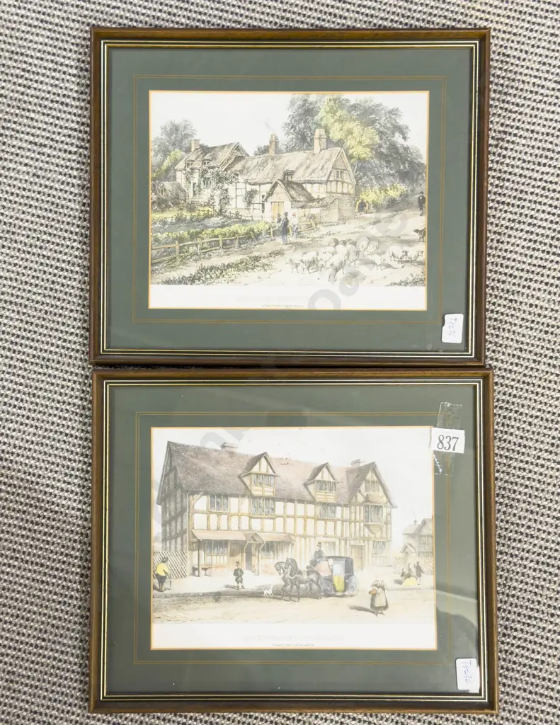 Pair of Framed Historical Prints - Shakespeare's Birthplace Image 1++