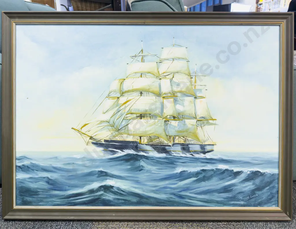W. Jones - Frigate - Oil on Baord Image 1++