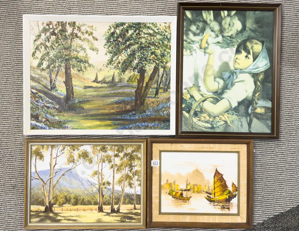 Four Assorted Framed Prints and Originals Image 1++