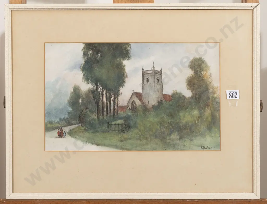 E Sharland - Church Path - Gouache Image 1++