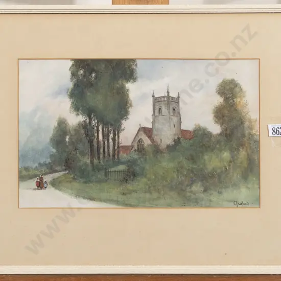 E Sharland - Church Path - Gouache