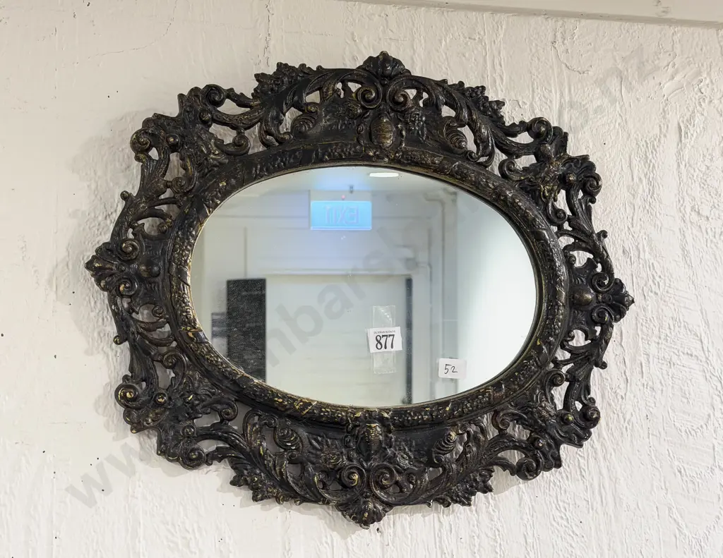Oval Wrought Metal Framed Wall Mirror Image 1++