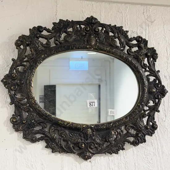 Oval Wrought Metal Framed Wall Mirror