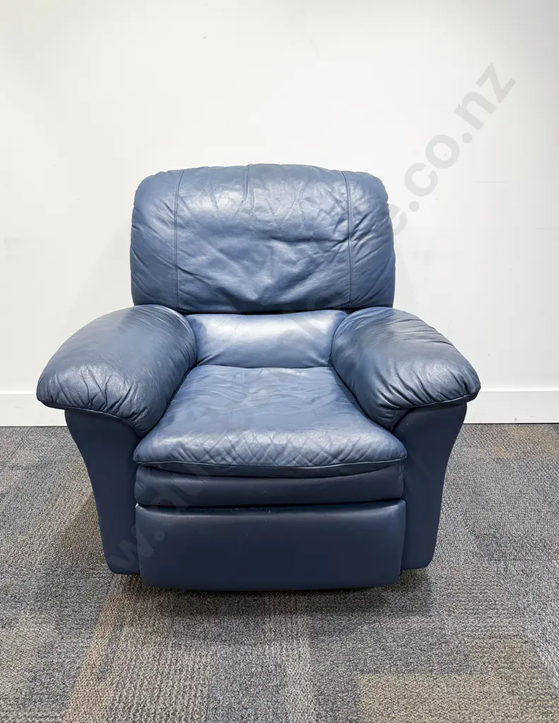 Modern Mid BlueTwo Piece Leather Lounge Suite Image 1++