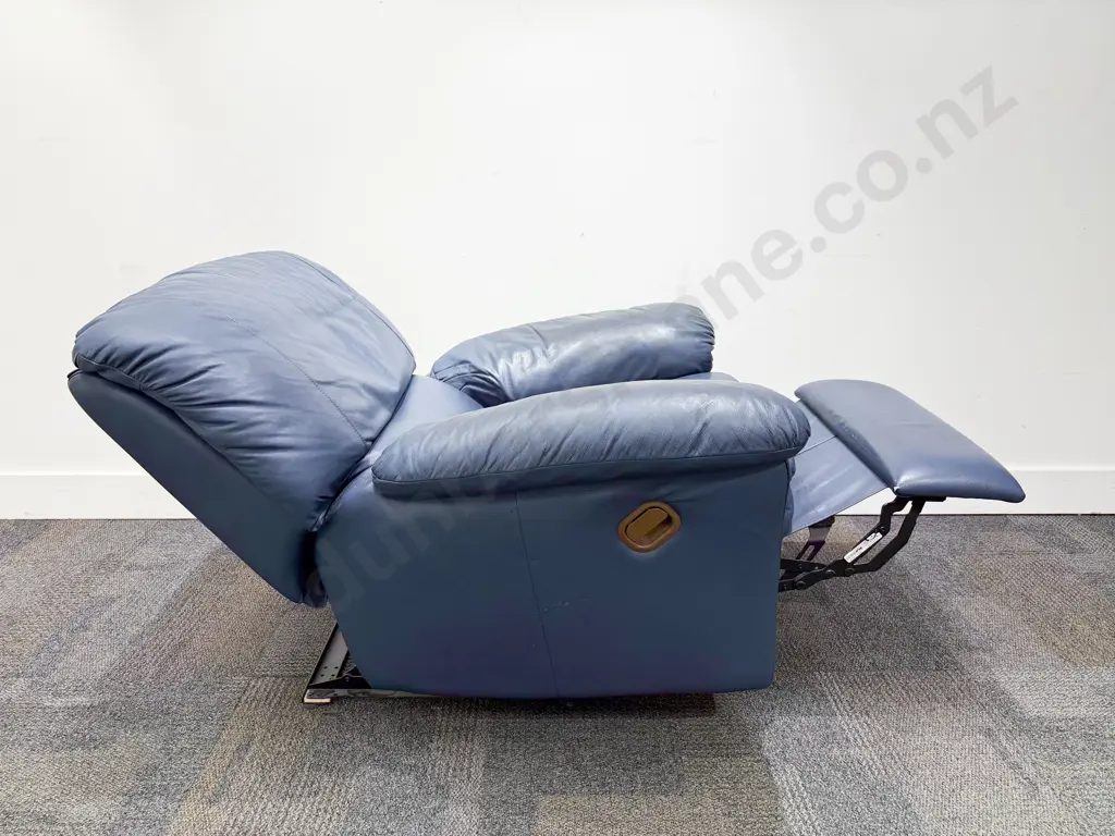 Modern Mid BlueTwo Piece Leather Lounge Suite Image 1++