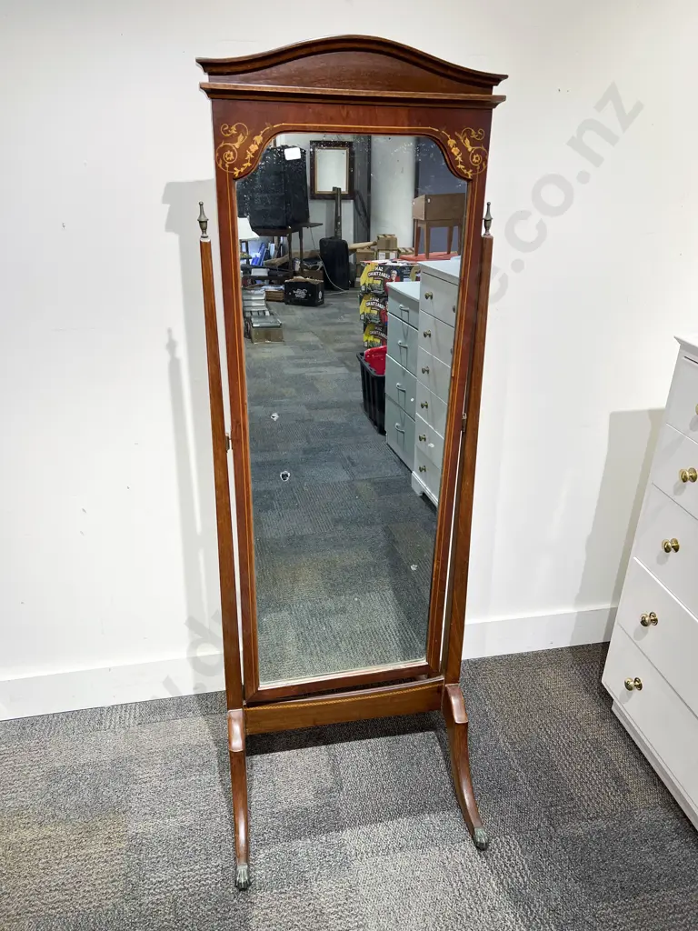 Sheraton Revival Mahogany Cheval Mirror Image 1++