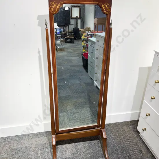 Sheraton Revival Mahogany Cheval Mirror