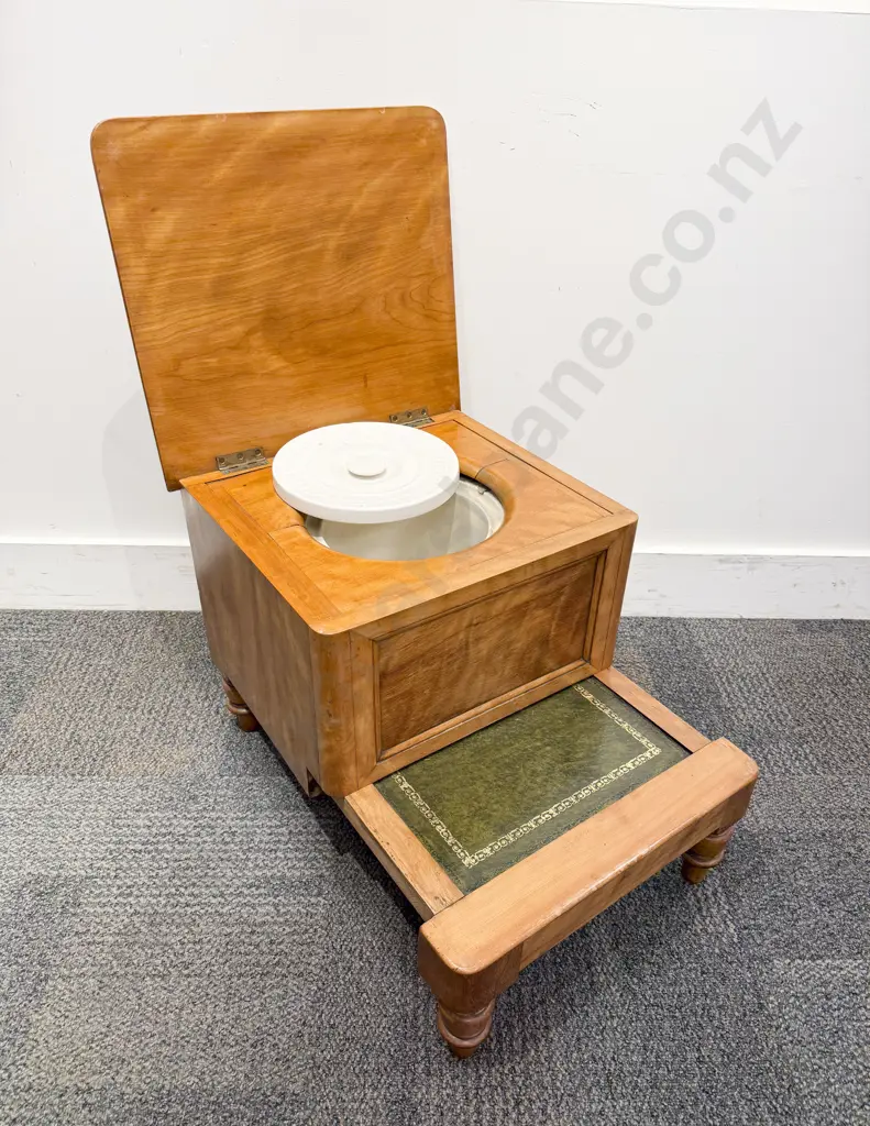Leather Top Walnut Commode Image 1++