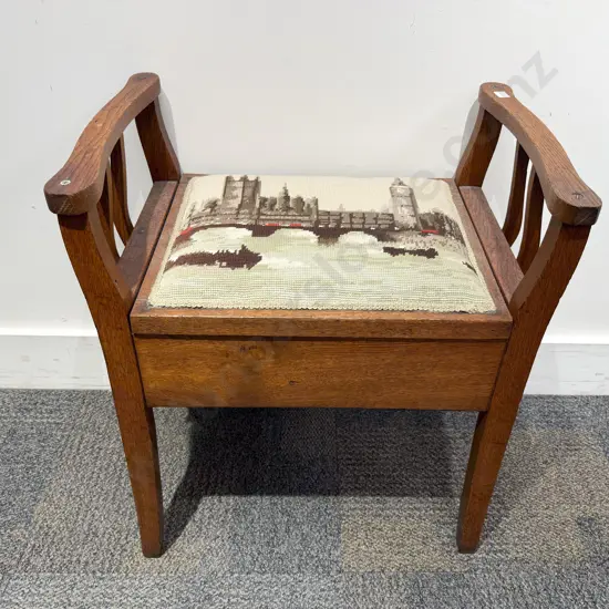 Oak Tapestry Top Stool with Seated Compartment
