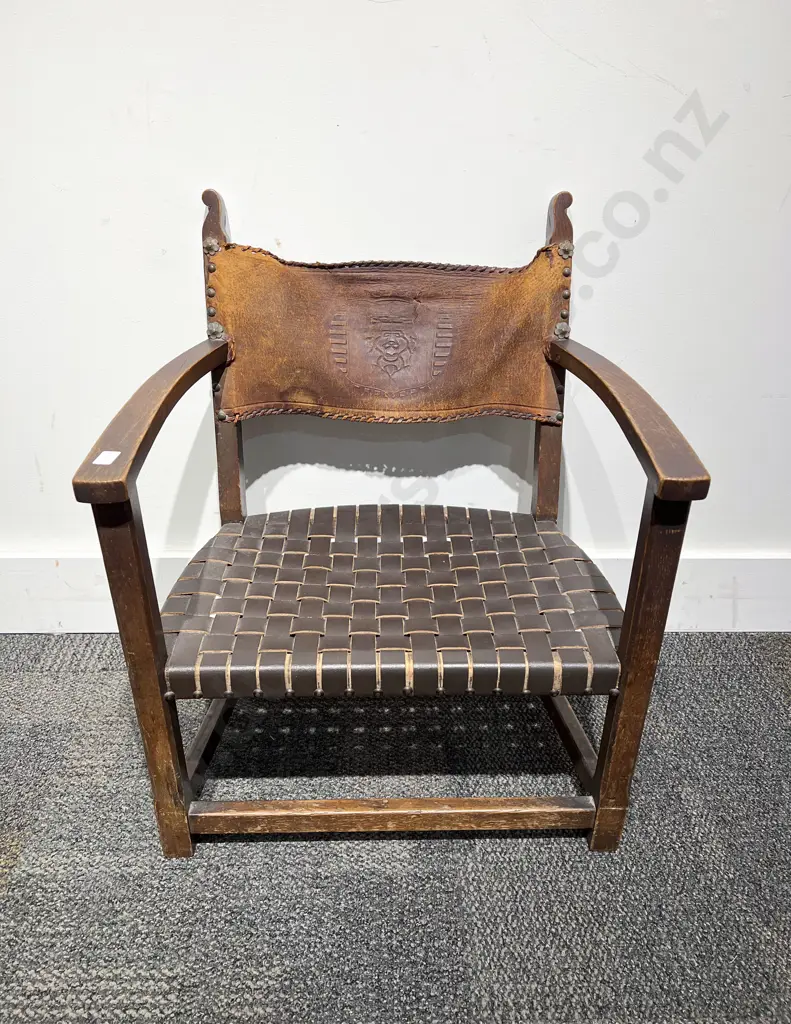 Small Leather Seated and Backed Fireside Chair Image 1++