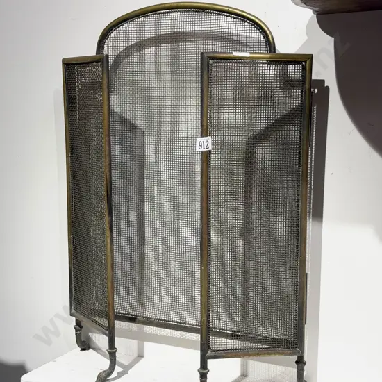 Edwardian Brass Fire Screen on Hoof Feet