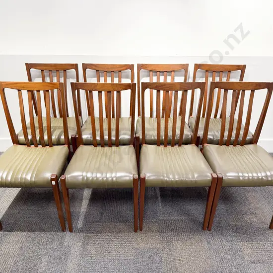 Set of Eight Mid Century Dining Chairs by FLER