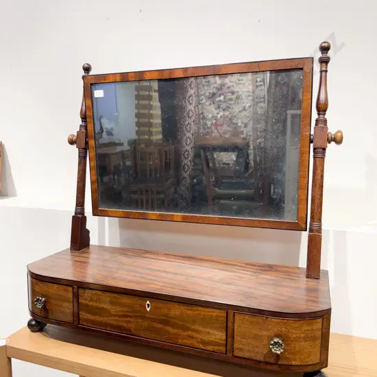 Early 19thC Mahogany Toilet Swing Mirror