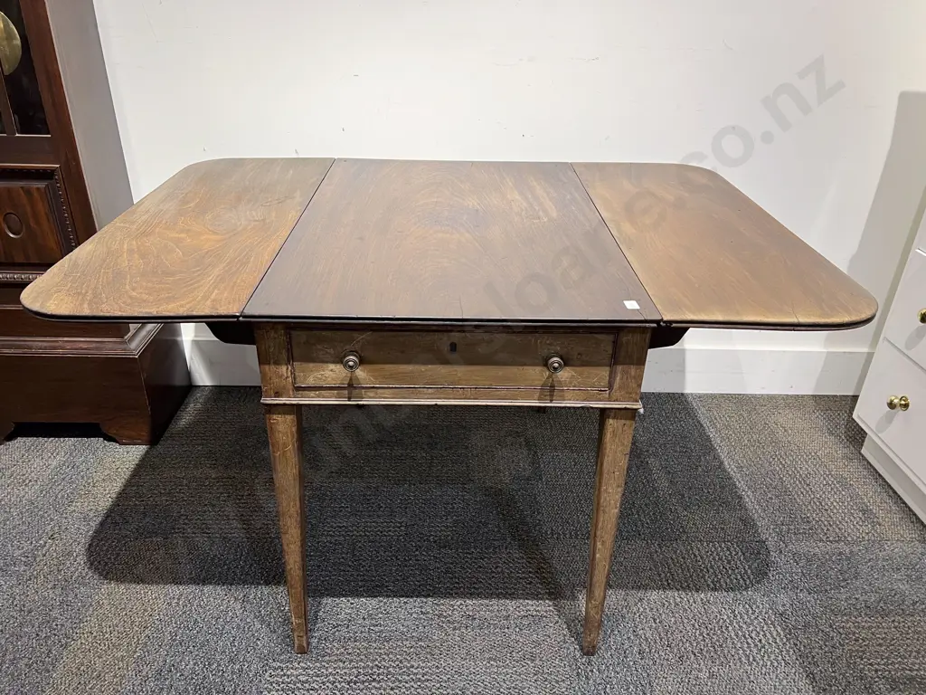 George III Mahogany Drop Leaf Single Drawer Table Image 1++