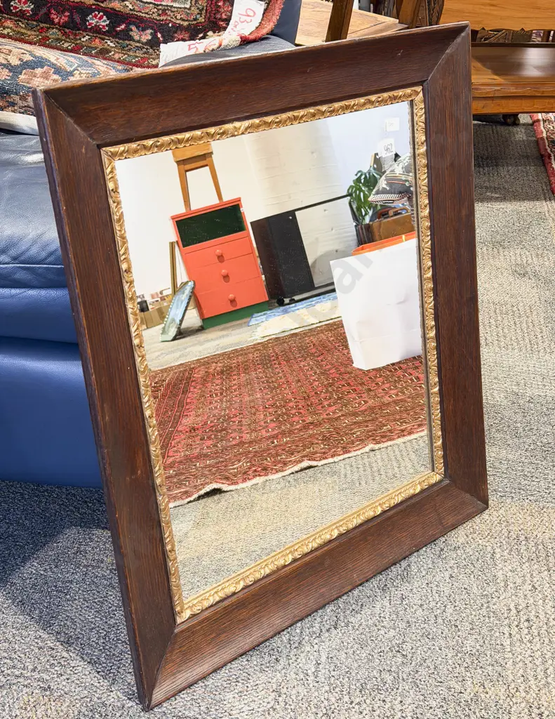 Oak Framed Rectangular Wall Mirror Image 1++