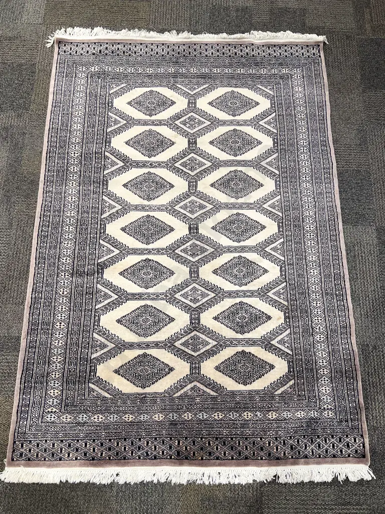 Bokhara Floor Rug with Multiple Borders in Beige and Natural Tones Image 1++