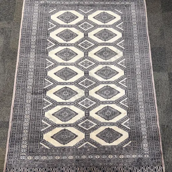 Bokhara Floor Rug with Multiple Borders in Beige and Natural Tones
