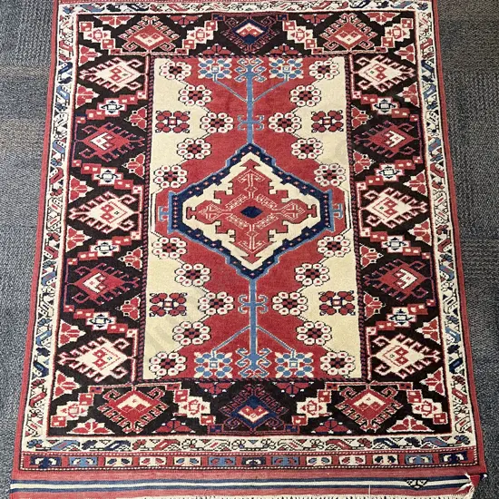 Persian Floor Rug with Centralised Geometric Medallion