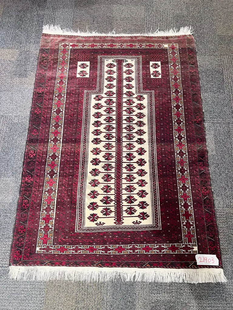 Persian Prayer Rug on Red Ground Image 1++
