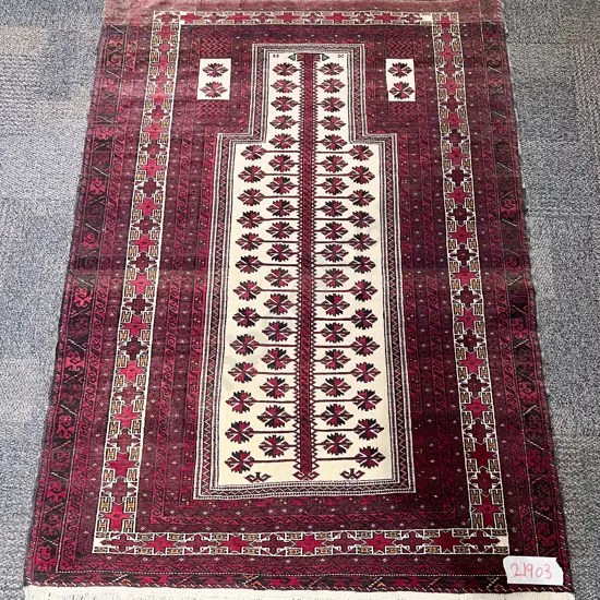 Persian Prayer Rug on Red Ground